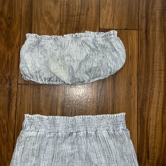 Two piece linen blue gray set - Picture 4 of 4